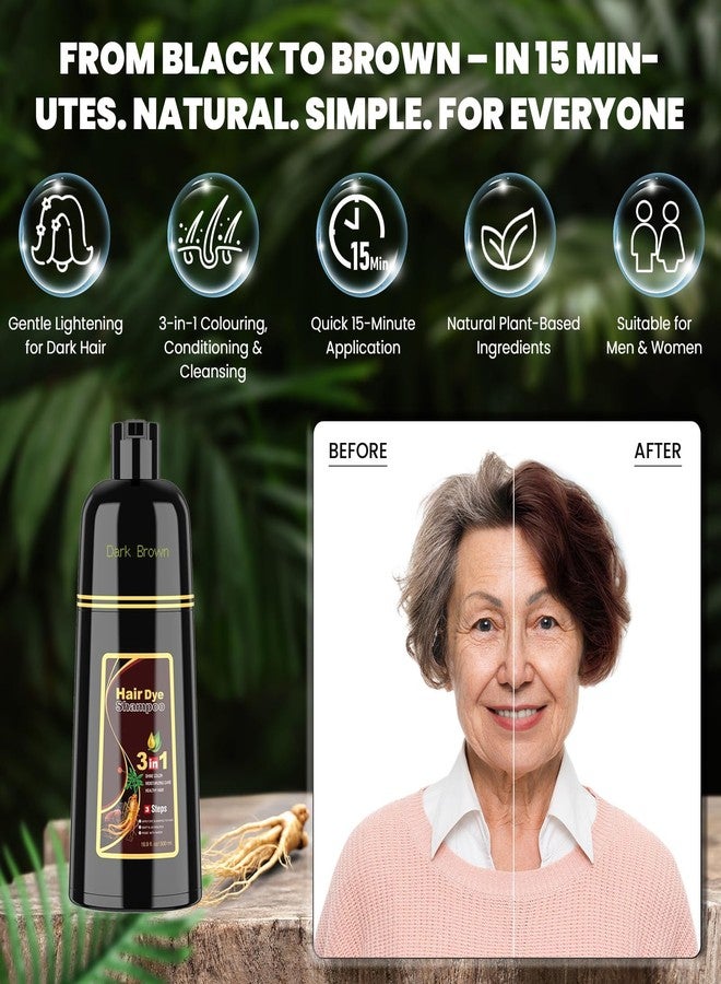BELEZALIB Instant Dark Brown Hair Dye Shampoo for Women, Hair Color Shampoo for Gray Hair, 3 in 1-100% Gray Coverage - Natural Plant Ingredients, 16.9OZ/500ML - Image 3